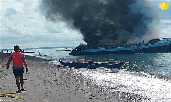 آتش سوزی مرگبار یک کشتی در فیلیپین