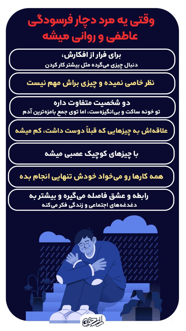 وقتی یه مرد دچار فرسودگی عاطفی و روانی میشه