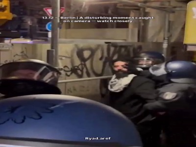 برخورد خشونت‌آمیز پلیس برلین با فرد حامی فلسطین