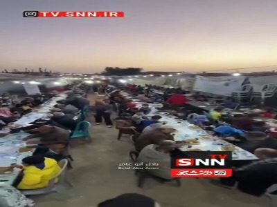 افطار مردم فلسطین در میانه چادرها و خانه‌های مخروبه